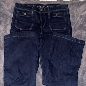 American Eagle Outfitters Women's Deep Indigo Flare Jeans